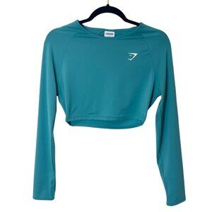 Gymshark Teal Cropped Long‎ Sleeve Athletic Wear Top